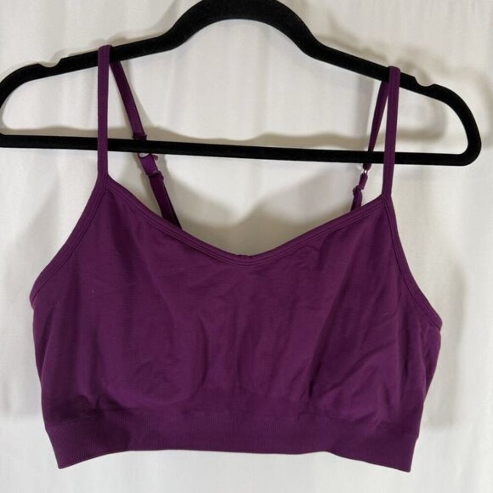 Athleta Sports Bra Women's Medium Purple Spaghetti Strap Racerback Hook Adjustab